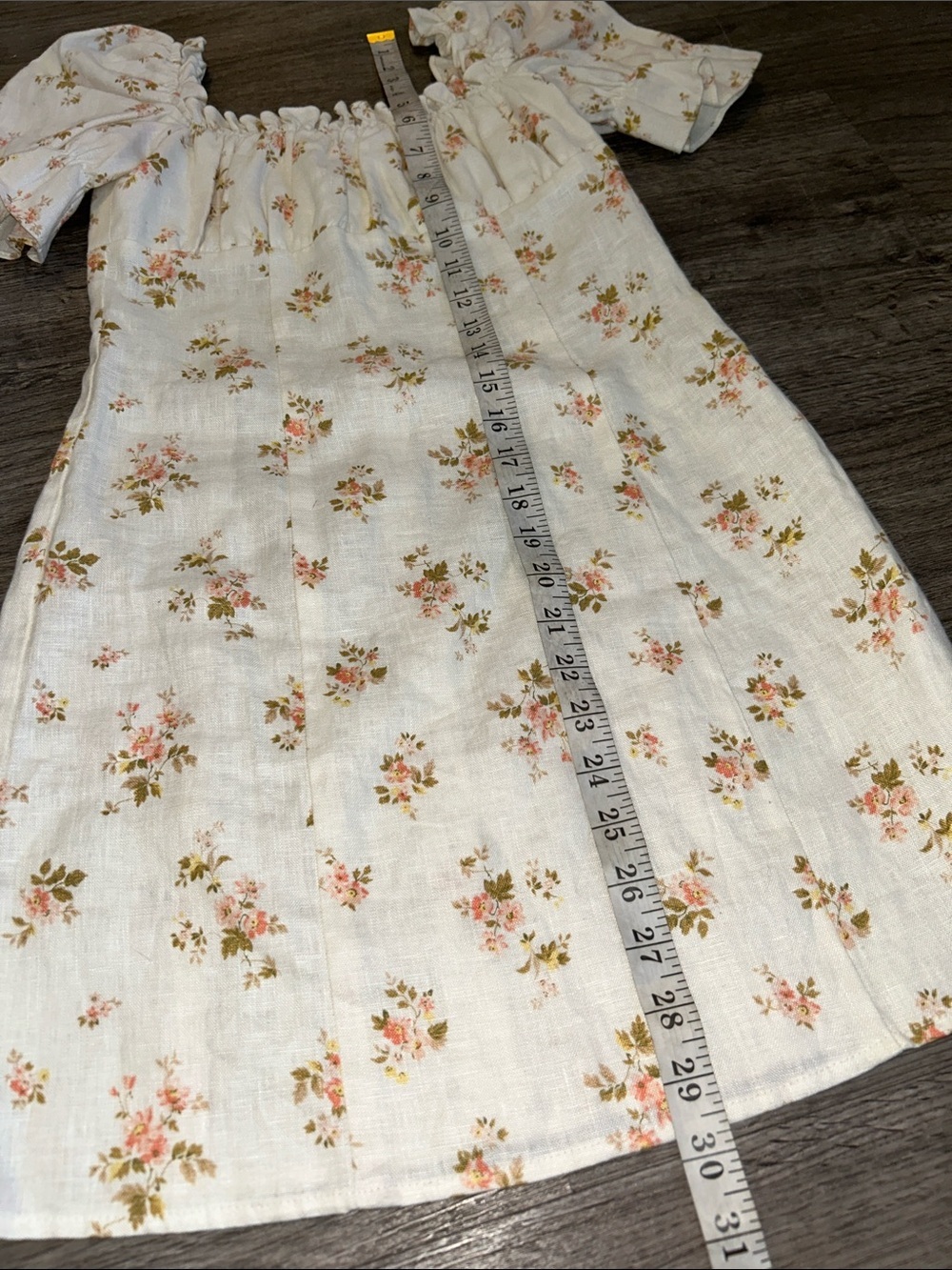 Reformation Linen Floral Mini Dress Puff Sleeve Cottagecore Prairie Size 0 - Picture 8 of 9